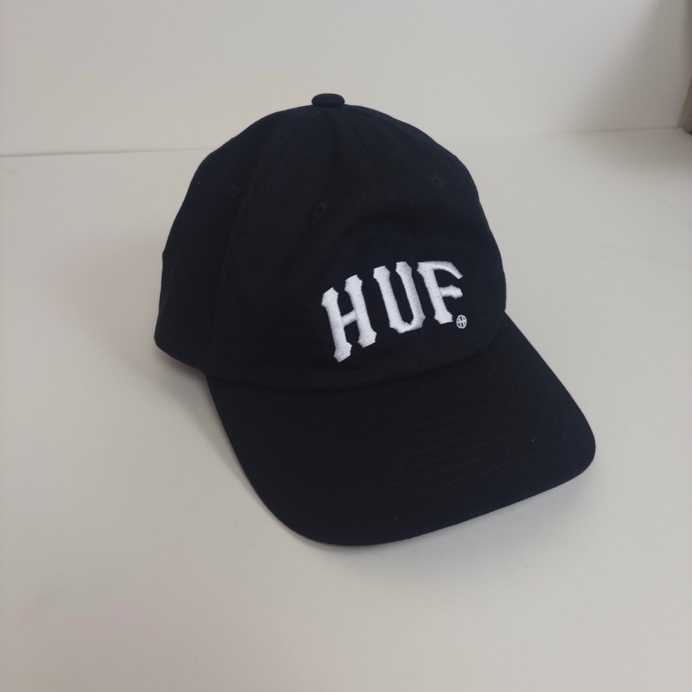 HUF Arch 6 Panel CV Hat Mens OS Black Embroidered Logo Streetwear Baseball Cap